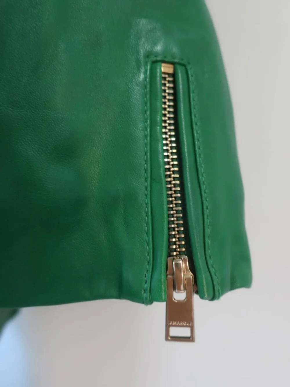 NWT Womens Lamarque Kirsi Green (Item- 309) Lamb Leather Zip Crop Moto Jacket XS